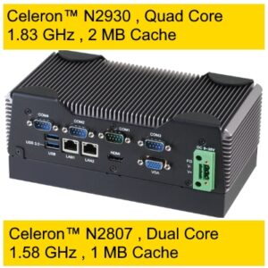 Calculator industrial fanless cu procesor Intel Celeron 4 porturi seriale 2 porturi Gigabit Ethernet HDMI/VGA