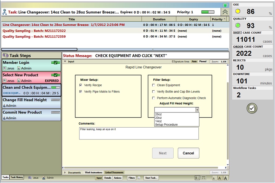 Exemplu interfata cu operatorul - sistem digitalizare a proceselor